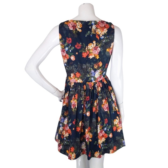 ASOS Black Floral Fit and Flare Summer Sleeveless Mini Dress - Picture 6 of 11